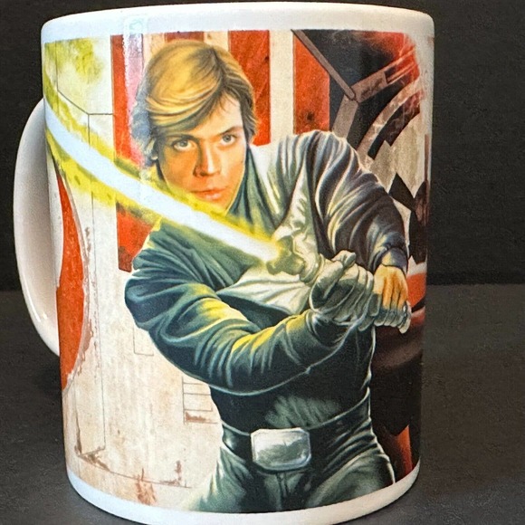 Lucas Film Ltd 2011 Darth Vader &Luke Skywalker Star Wars Mug/Cup Repaired *READ - Picture 2 of 13